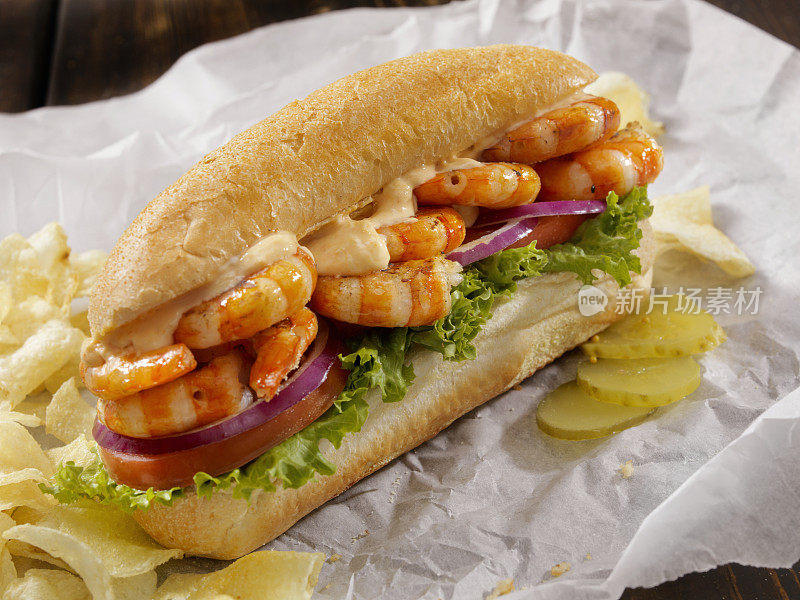 辣蛋黄酱烤虾Po Boy Sub